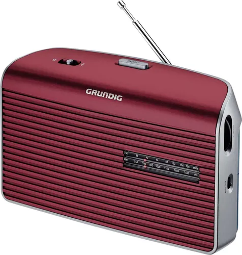 Grundig Music 60 Persönlich Analog Rot, Silber - Radios: Persönlicher Analog-Radioplayer mit 9 cm Treibereinheit, ideal für Musikliebhaber, die Retro-Style und FM/AM Empfang schätzen.