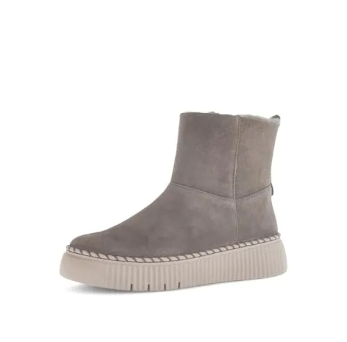 GABOR Winterboots Damen Gr. 37 taupe - Wanderschuhe aus taupe Veloursleder mit warmem Lammfell-Innenfutter, praktischem Innenreißverschluss und komfortablem Plateau für optimalen Tragekomfort.