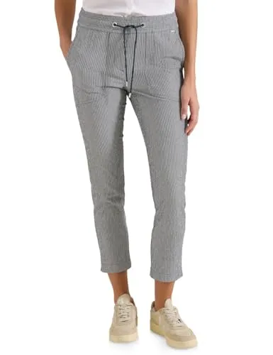 Cecil Slim Leg Seersucker Hose Palm Breeze Green 2X in grün von CECIL