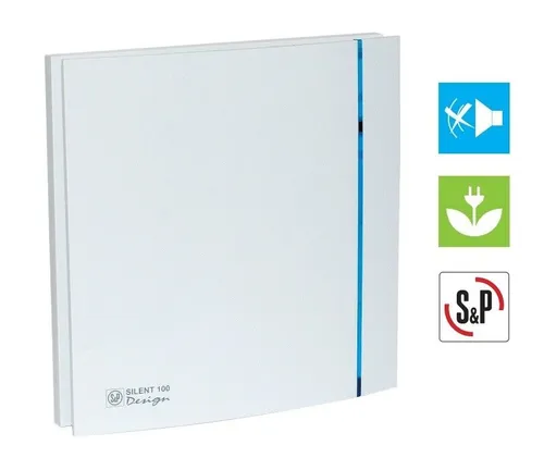 S&P Soler&Palau SILENT DESIGN 100mm Badlüfter - Abluftlüfter mit leiser Betriebslautstärke von nur 26 dB, ideal für Badezimmer und andere Räume. Energieeffizienzklasse A+ sorgt für niedrige Betriebskosten.