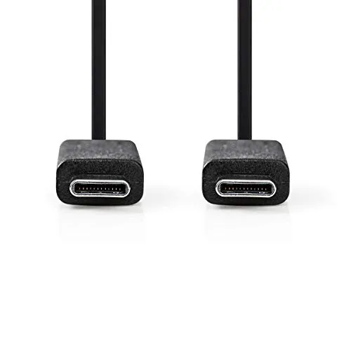 Nedis USB-Kabel - USB 3.2 Gen 2 - USB-C Stecker - USB-C Stecker - 15 W - 10 Gbps - Vernickelt - 1.00 m - Rund - PVC - Schwarz - Aufhänger