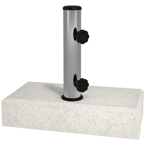 Outsunny Sonnenschirmständer - 45 x 22,5 x 40 cm - grau - Sonnenschirm-Zubehör mit 25 kg Granit für sicheren Halt, ideal für Sonnenschirme bis 3 m Höhe und 32-48 mm Durchmesser. Dekorative Granitoberfläche und kratzfeste Noppen für zusätzlichen Schutz.
