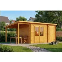 Alpholz Gartenhaus Holz Maria mit Anbau & Schleppdach - Gartenhaus mit Anbau und Schleppdach, ideal für Gartengeräte und als gemütliche Sitzecke. Schützen Sie Ihr Holz vor Schimmel mit der werkseitigen Imprägnierung!