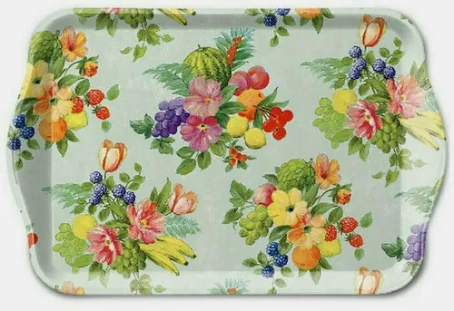 Kleines Tablett 21 x 13 cm Blumen Früchte Flowers and Fruits Ambiente Europe