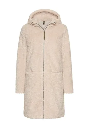 Camel Active 310270-6R02 Damenmantel - Größe 44, Farbe Almond - Funktionsjacke aus kuscheligem Teddy-Material, mit Kapuze für zusätzlichen Schutz und praktischen tiefen Taschen – ideal für kühle Tage und entspannte Casual-Looks.