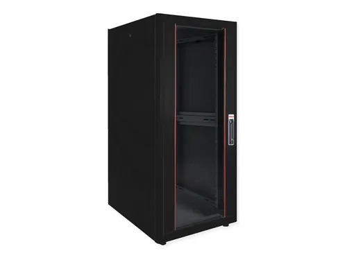 Roline Basic Netzwerkschrank 32U mit Glastür - Server-Zubehör: Robuster Netzwerkschrank in Jet Black, ideal für die sichere Aufbewahrung von Netzwerkgeräten und mit eleganter Glastür für einen modernen Look.