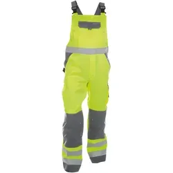 DASSY® Toulouse Warnschutz Latzhose - neongelb/zementgrau - Größe 54 - Arbeits- & Schutzkleidung, hochsichtbare Latzhose mit zertifiziertem Schutz Klasse 2 und verstellbaren Cordura® Kniepolstertaschen für optimalen Knieschutz.