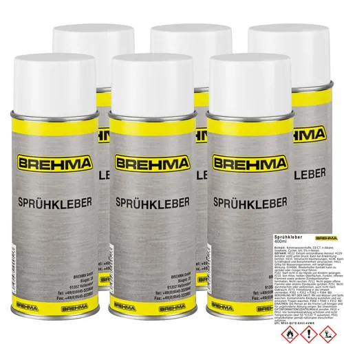 6x BREHMA Sprühkleber extra Stark Kontaktkleber 400ml Kleber Spray