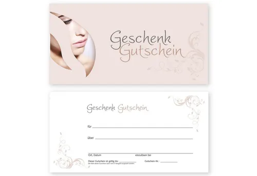 cosmeticPlus Geschenkkarte 50 Gutscheinkarten für Beauty & Styling - Praktische Geschenkkarten für Beauty & Styling, ideal zum Verschenken oder Verkaufen. Hochwertiger Offsetdruck auf glänzendem Karton, 50 Karten im Set.
