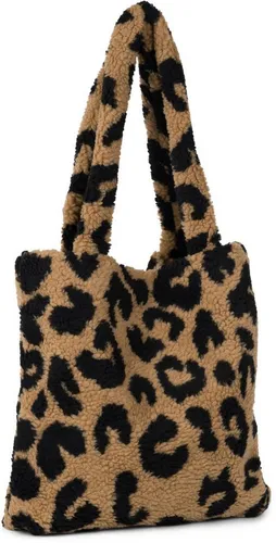styleBREAKER Damen Beuteltasche in Teddyfell Optik mit Leo Muster - Damen-Schultertaschen: Stylische Beuteltasche in weicher Teddyfell Optik mit angesagtem Leoparden-Print, ideal für maximalen Tragekomfort und vielseitige Einsatzmöglichkeiten.