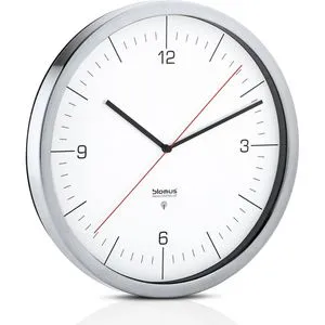 blomus CRONO Funkuhr M - Wanduhr mit mattiertem Edelstahlrand, automatische Zeiteinstellung und hohe Genauigkeit, exklusives Wohnaccessoire in zeitlosem Weiß