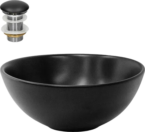 LuxeBath Aufsatzwaschbecken aus Keramik – Modernes Design für Ihr Badezimmer - Waschbecken mit elegantem, rundem Design, aus hochwertiger Keramik, pflegeleicht und mit Push-Open-Technologie für einfache Bedienung. Ideal für stilvolle Badezimmer und Gäste-WCs.