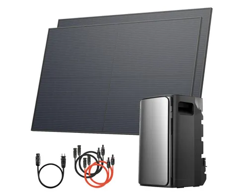 Solarway® 880Wp Balkonkraftwerk mit 1,9kWh Speicher - Effiziente Solaranlage - Komplettset für Balkonkraftwerke mit 800W Einspeiseleistung. Integrierter Wechselrichter und Batterie, smarte App-Überwachung für optimale Kontrolle und maximale Stromerzeugung.