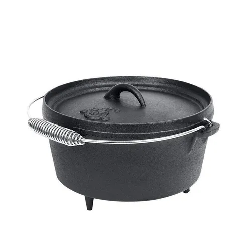 El Fuego Feuertopf Dutch Oven Set 3,60 L - Grillzubehör: Hochwertiger Schmortopf aus Gusseisen mit stabilem Design und einzigartigem Deckel mit hoher Randlippe für perfektes Schmoren und Grillen.