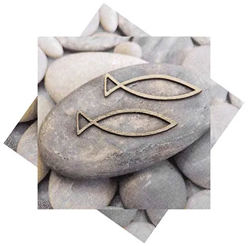 Servietten Kommunion Konfirmation Taufe Steine Ichthys in grau von Paper+Design