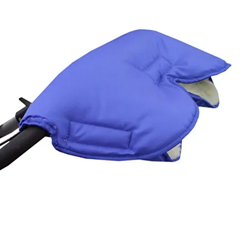 BAMBINIWELT Muff Handwärmer Handschuh für Kinderwagen Buggy mit Lammwolle für warme Hände universal UNI (blau)