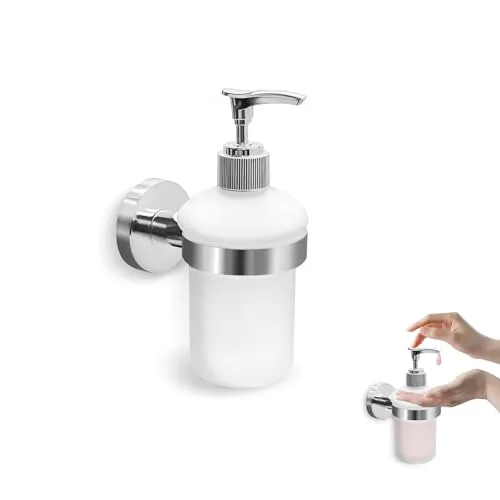 Seifenspender aus Edelstahl | Bad Badezimmer Glas Halter Halterung Seife Seifenhalter Seifenhalterung Seifenschale Spender Toilette WC