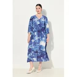 Ulla Popken Midikleid mit Batikmuster in Schwarz 50/52 in blau von Ulla Popken