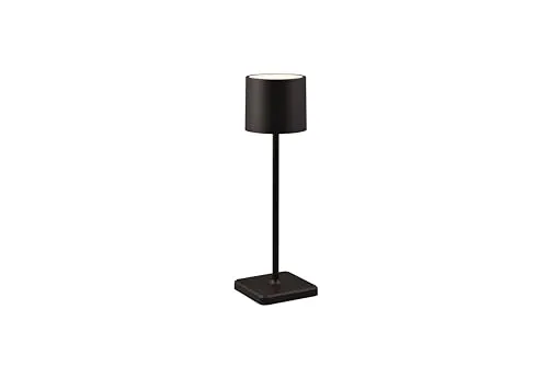 lightling LED Tischlampe Fernando, Akku Design Tischleuchte aufladbar via USB-C, kabellose Leuchte Indoor & Oudoor IP54, per Touch stufenlos dimmbar, 13 x 38 cm, Kunststoff, 1W, schwarz matt