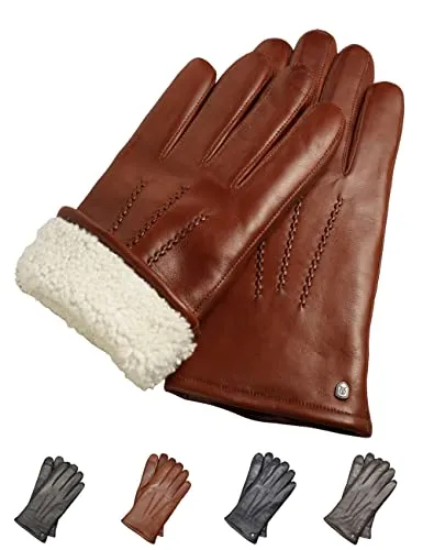AKAROA ESTD 2019 Lederhandschuhe Herren DAN - Hochwertige Handschuhe aus italienischem Leder mit Touchscreen-Funktion und weichem Lammfellfutter. Erhältlich in 5 Größen für perfekten Sitz. Ideal als elegantes Geschenk in umweltfreundlicher Verpackung.