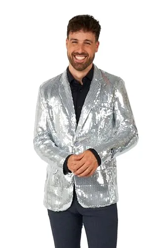 Sequins Silver Suitmeister Jacket für Herren - XL - Kostüme für unvergessliche Partys! Das schimmernde Jackett sorgt für einen glamourösen Auftritt und ist perfekt für jeden feierlichen Anlass.