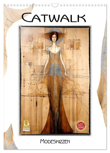 Catwalk - Modeskizzen Wandkalender 2026 DIN A3 - Hochwertiger Fotokalender mit 12 beeindruckenden Modeskizzen. Robuste Spiralbindung für einfache Handhabung und ideal zum Verschenken. Perfekt für Modebegeisterte und kreative Köpfe.