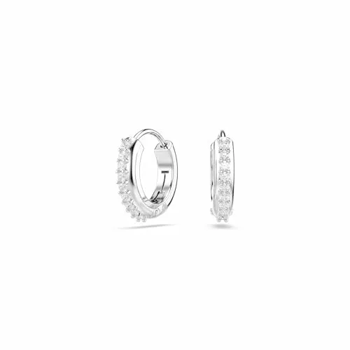 Swarovski Matrix Kreolen – Elegante Rundschliff Ohrringe - Ohrringe für Damen, rhodiniert und mit funkelnden Swarovski Zirconia verziert, perfekt für einen glamourösen Look und um jedes Outfit aufzuwerten.