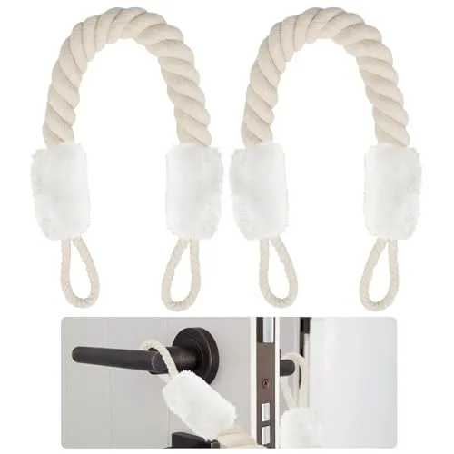 Türkordel Klemmschutz, 2 Stück Baumwolle Türstopper Klinke, Türkordel,Türkordel Klemmschutz, Türkordeln Türstopper, für Türen Haustier und Kinder Fingerschutz (Weiß)