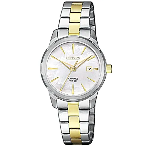 CITIZEN Quarzuhr Damenuhr EU6074-51D - Elegante Armbanduhr für Damen mit Datumsfunktion, robuster Edelstahl und 5 bar Wasserdichtigkeit - perfekt für jeden Anlass.