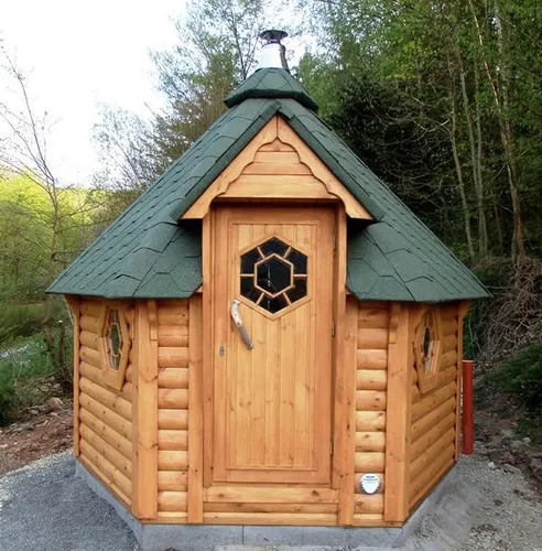 Saunahütte Outdoor-Sauna aus Holz – Gartensauna für bis zu 10 Personen - Trockensauna für den Außenbereich, elektrisch beheizt. Maße: 3,28 x 2,841 x 3,021 m. Ideal für entspannende Momente im eigenen Garten. Montage erforderlich, 2 Jahre Herstellergarantie.