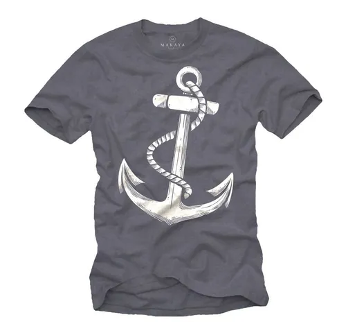 MAKAYA T-Shirt Anker Print Hamburg Segel Kleidung Herren Männer Jungen Piraten mit Druck