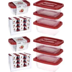 Vorratsdosen Aufbewahrungsbox 3 Stück - Transparent/Rot 2 x