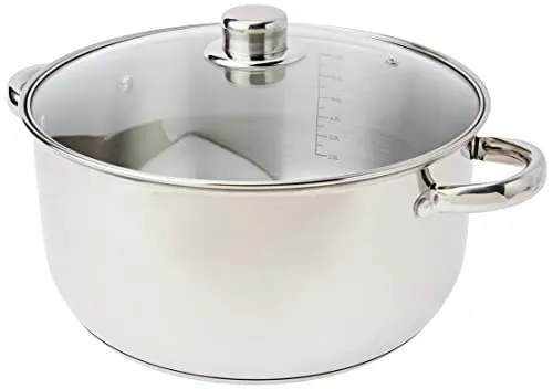 Crealys 502386 Kochtopf, Edelstahl, mit Glasdeckel, 8 l, Durchmesser 28 cm