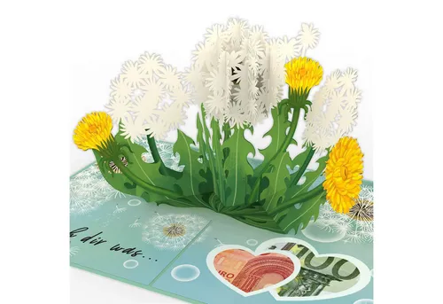 papercrush Geschenkkarte Wunscherfüller, Pop-Up Karte für Geburtstag, Kommunion & Konfirmation, Mit Geldfach, Verschenkfertig, Handgemacht