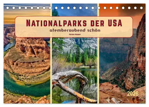 CALVENDO Wandkalender Nationalparks der USA - atemberaubend schön (Tischkalender 2026 DIN A5