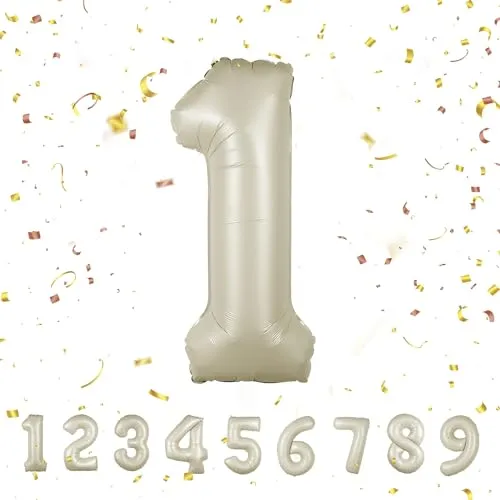 Geburtstag zahlen luftballon 1 jahre | Folienballon Kindergeburtstag Deko 1 XXL Beige-Riesen Folienballon in 40