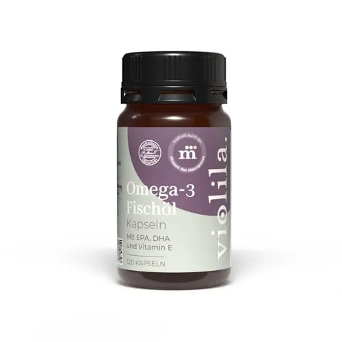 violila Omega-3 Fischöl Kapseln mit EPA & DHA plus Vitamin E | Für Herzfunktion, Gehirn & Sehkraft | Zellschutz durch natürliches Vitamin E | Hochdosiert | Reines Fischöl |120 Kapseln