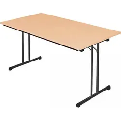 Klapptisch Besprechungstisch 140x70cm - Schwarz/Buche-Nachbildung - Kinderschreibtische - Stabiler Klapptisch mit 25 mm starker Tischplatte, ideal für Besprechungen, Schulungen oder Kantinen, schnell einsatzbereit durch einfache Handhabung.