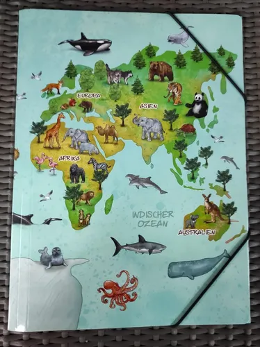 HERMA Sammelmappe A4 Weltkarte - Eckspanner-Mappe mit Gummizug, strapazierfähig und ideal für Schule und Kindergarten