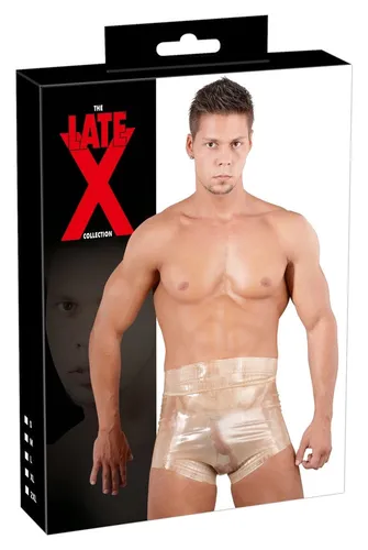 LATE X Latex-Boxershorts High Waist mit gewellten Kanten Transparent XL