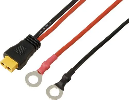 TRU COMPONENTS Ringkabelschuh zum XT60-Anschlusskabel 0,25m TC-13619316 Schwarz, Rot Inhalt: 1St.