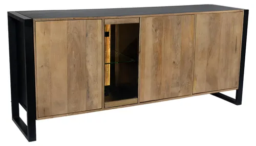 DELUKE Sideboard LIV aus Mangoholz in Schwarz Matt 81x47x180cm