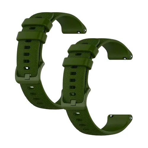 2x Universelles Uhrenarmband 20mm, Farbe Militärgrün, Silikon Flexibel