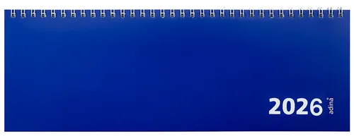ADINA Tischquerkalender 1W/1S blau Kartondeckel 30x10cm 2026