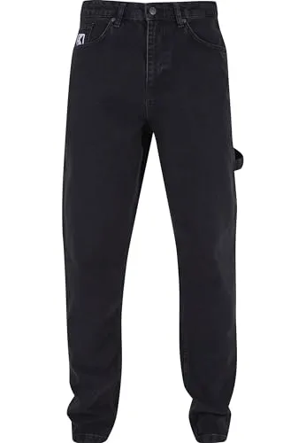 Karl Kani Herren KK Retro Tapered Workwear Denim Vintage Black, 28 - Tapered Jeans für einen entspannten, modernen Stil mit schmal zulaufendem Schnitt. Ideal für Freizeit-Outfits, kombinierbar mit Hoodies und Sneakern.