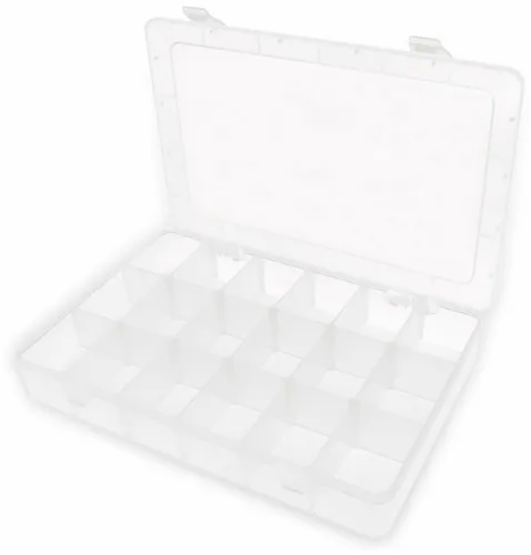 Sortimentsbox, 275x182x43, 18 Fächer, PP, transparent
