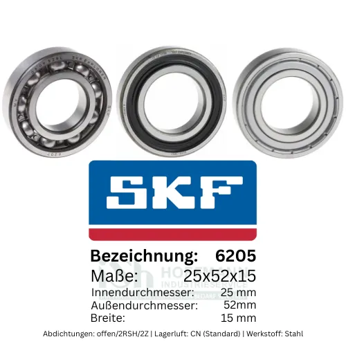 SKF 6200-6215 Kugellager Rillenkugellager offen 2RS 2RSH 2RS1 2RSR 2Z ZZ 2ZR NEU