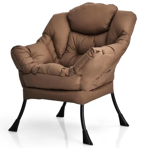Produktbild COSTWAY Relaxsessel gepolstert mit Armlehnen und Seitentasche – Braun