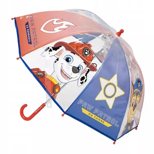 Paw Patrol Hand-Regenschirm Poe Bulle - transparenter Kinderschirm mit Paw Patrol Motiv, sichere manuelle Öffnung und Kuppel Vollschutz für Kinder Chase und Skye, Paw Fans