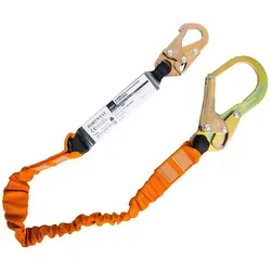 Portwest 140kg Fall Arrest Lanyard - Black/Orange, 180cm - Fallschutzausrüstungen mit Shock Absorber für zusätzlichen Schutz. Ideal für sicheres Arbeiten in der Höhe, kompakte Aufbewahrung und hohe Belastbarkeit.